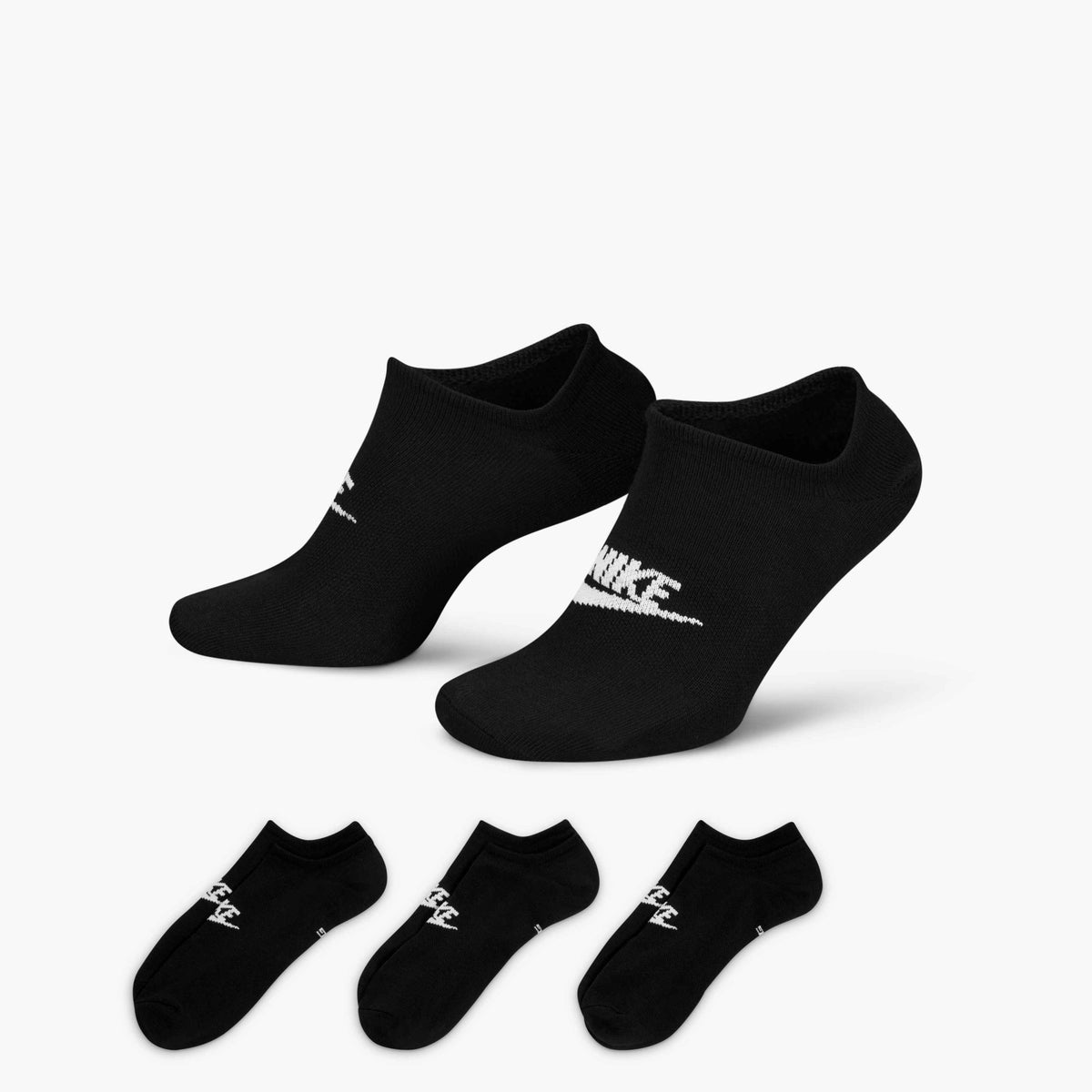 Nike Sportswear Everyday Essential No-Show Socks (3 Pairs) - Black / White