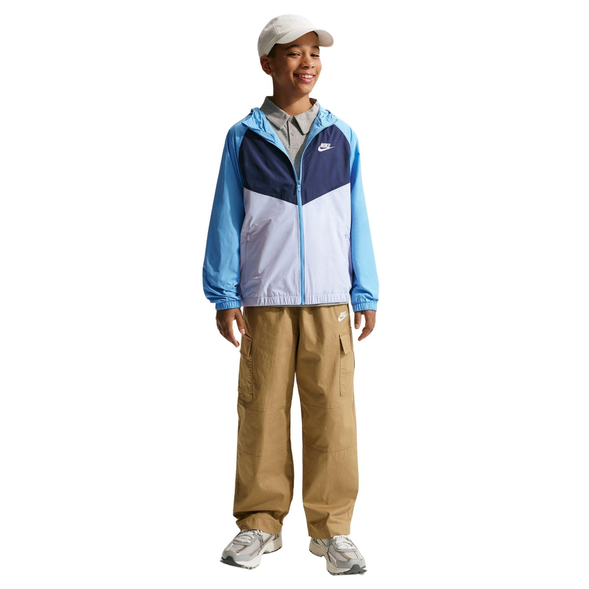 Nike Sportswear Windrunner Big Kids' Hooded Repel Jacket - University Blue / Ghost / Midnight Navy / White