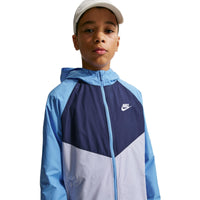 Nike Sportswear Windrunner Big Kids' Hooded Repel Jacket - University Blue / Ghost / Midnight Navy / White