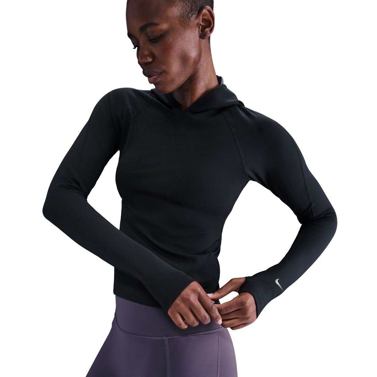 Nike Universa Women's Dri-FIT Slim Hooded Long-Sleeve Top - Black / Anthracite / Dark Smoke Grey