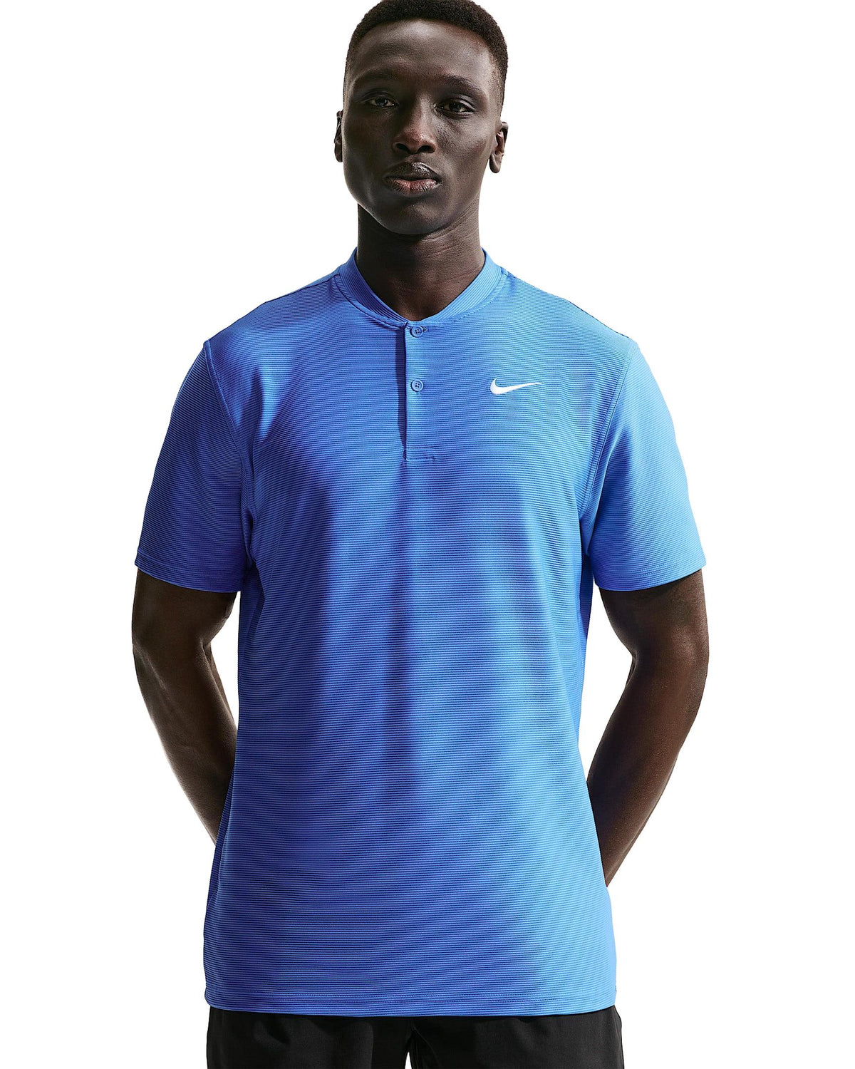 Nike Velocity Men's Dri-FIT Blade Collar Golf Polo - Pacific Blue / White