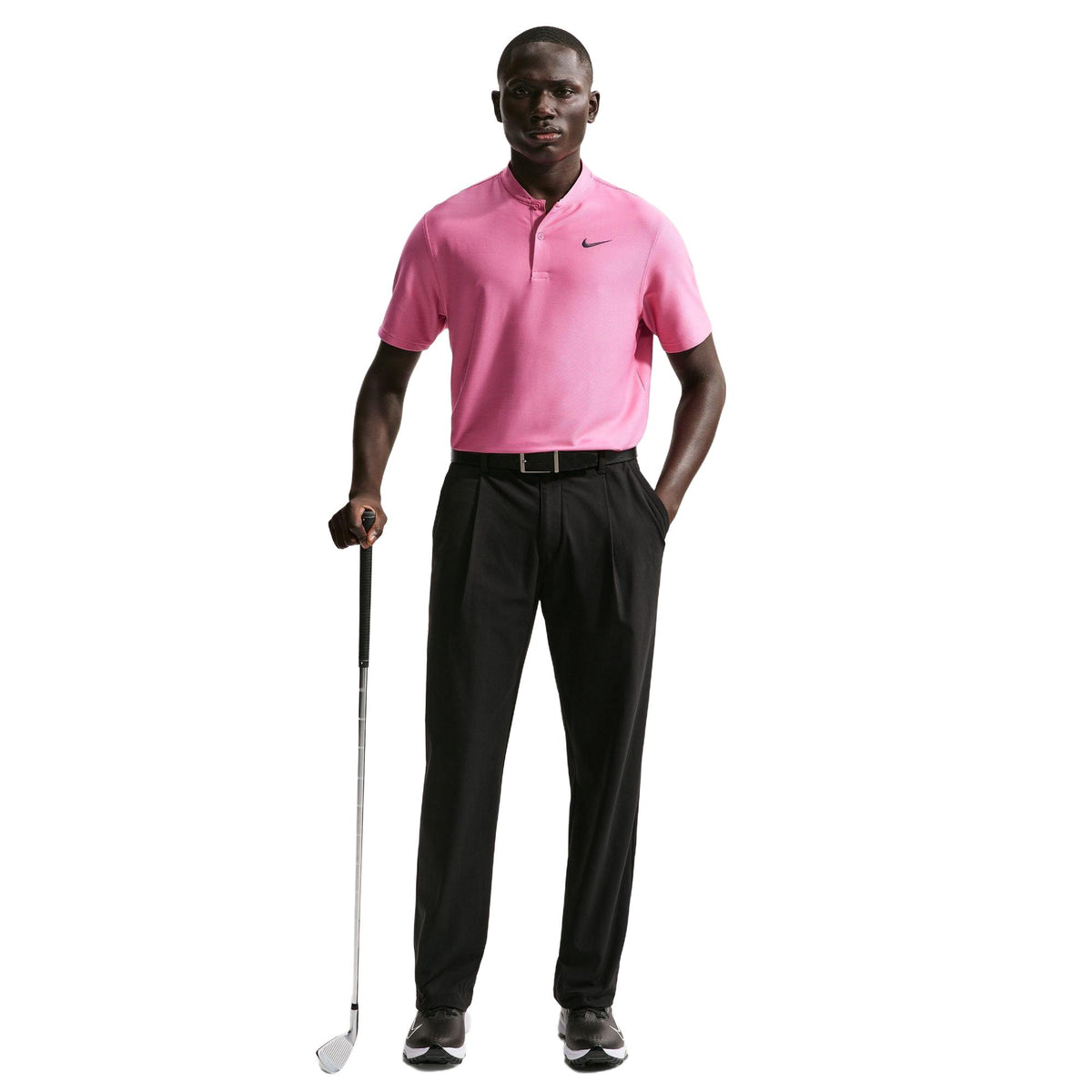 Nike Velocity Men's Dri-FIT Blade Collar Golf Polo - Peony / Black