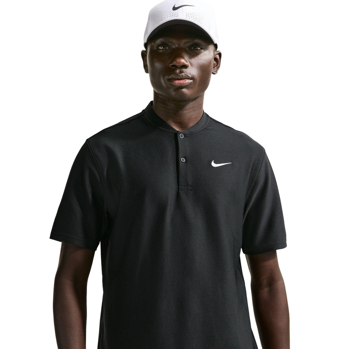 Nike Velocity Men's Dri-FIT Blade Collar Golf Polo - Black / White