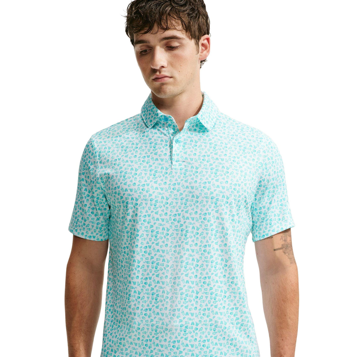 Nike Velocity Men's Dri-FIT Micro-Print Golf Polo - Baltic Blue / White