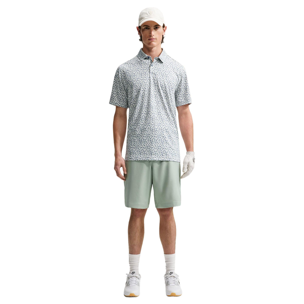 Nike Velocity Men's Dri-FIT Micro-Print Golf Polo - Spruce Aura / Diffused Blue / White