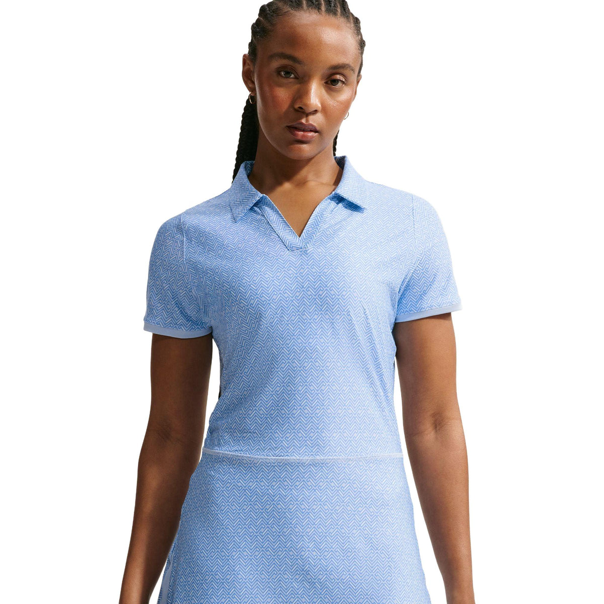 Nike Victory Women's Dri-FIT Printed Golf Polo Dress - Hydrogen Blue / white