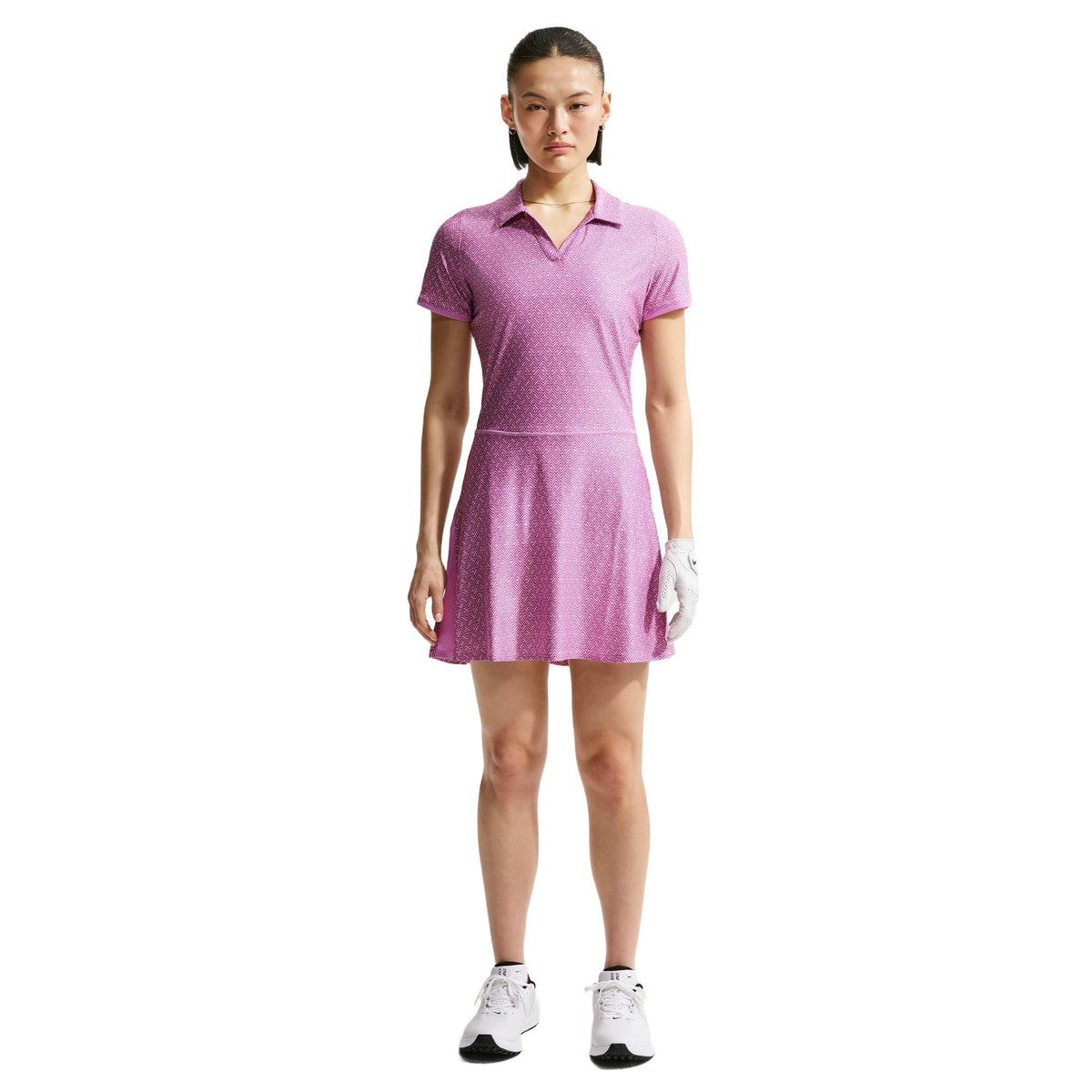 Nike Victory Women's Dri-FIT Printed Golf Polo Dress - Lt Magenta / white