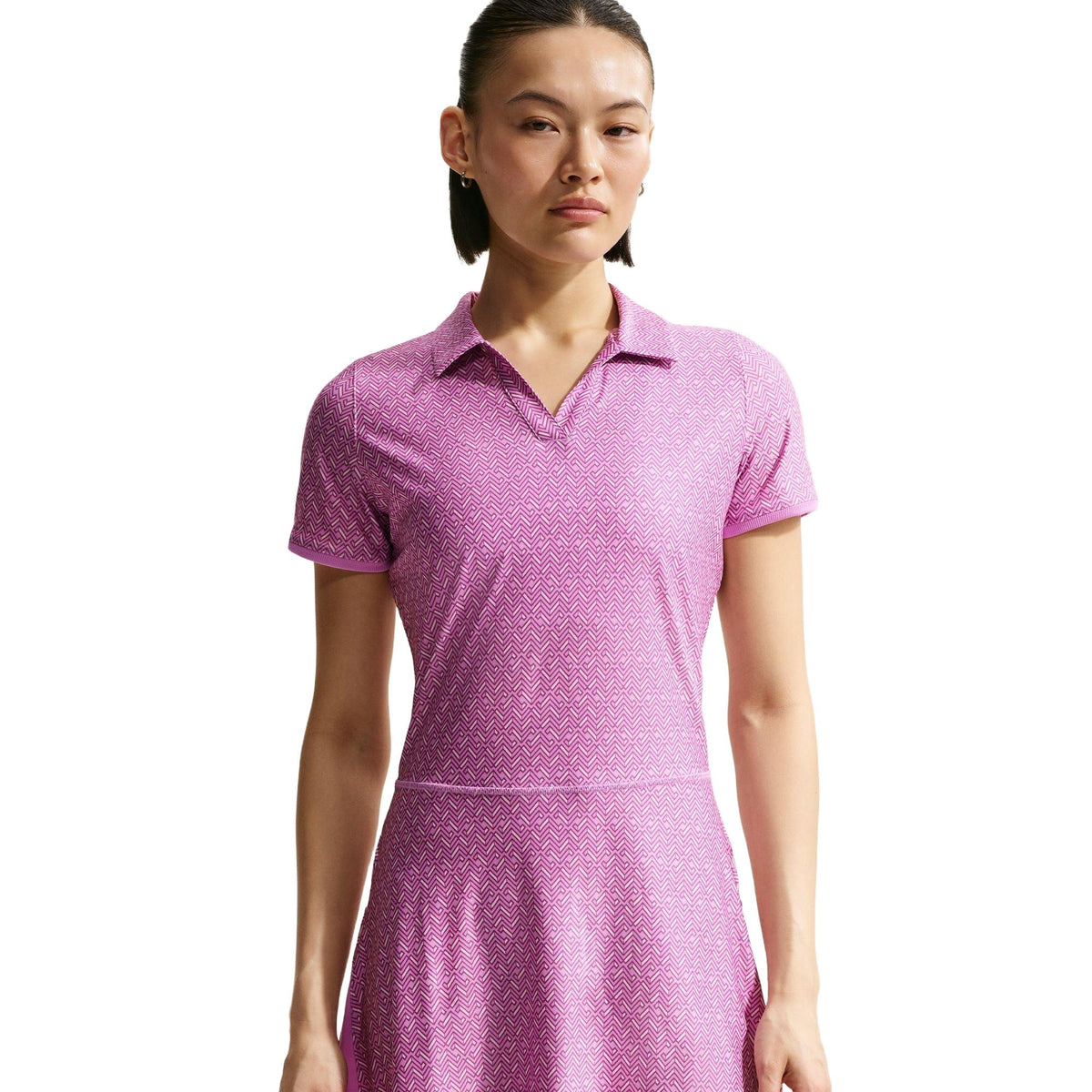 Nike Victory Women's Dri-FIT Printed Golf Polo Dress - Lt Magenta / white