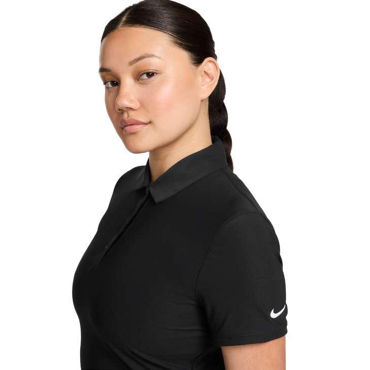 Nike Victory Women's Dri-FIT Short-Sleeve Cropped Golf Polo - Black / White