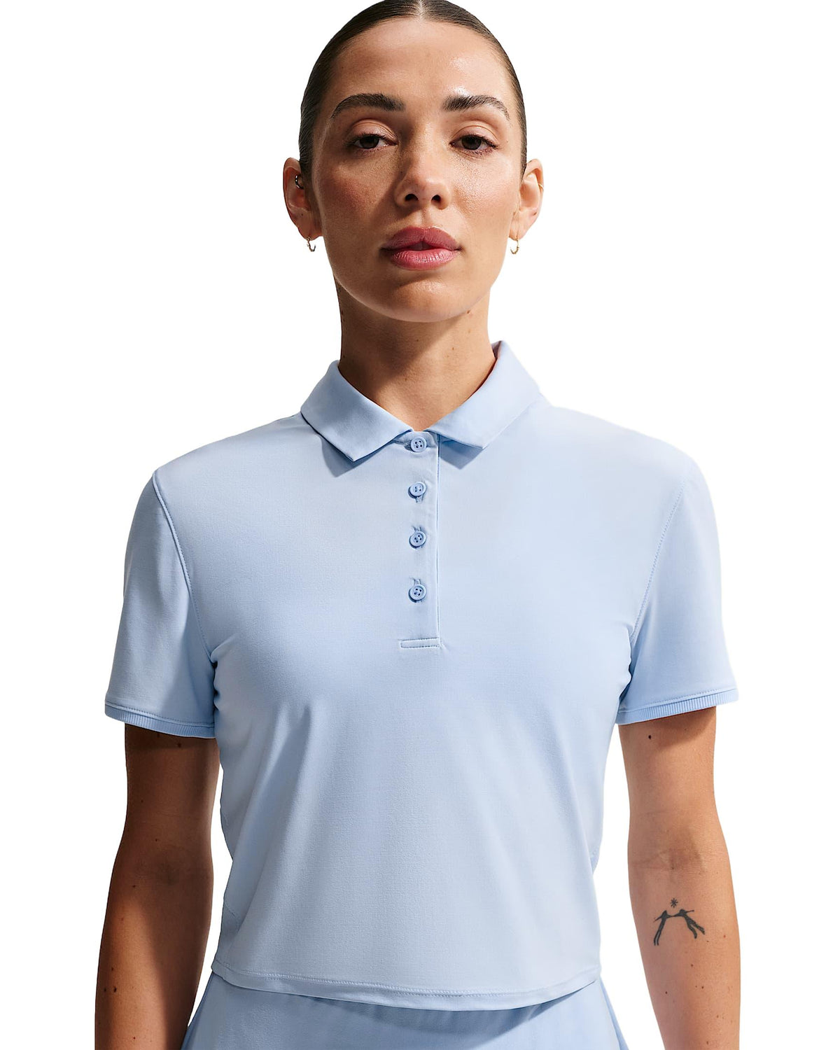 Nike Victory Women's Dri-FIT Short-Sleeve Cropped Golf Polo - Hydrogen Blue / White