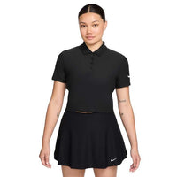 Nike Victory Women's Dri-FIT Short-Sleeve Cropped Golf Polo - Black / White
