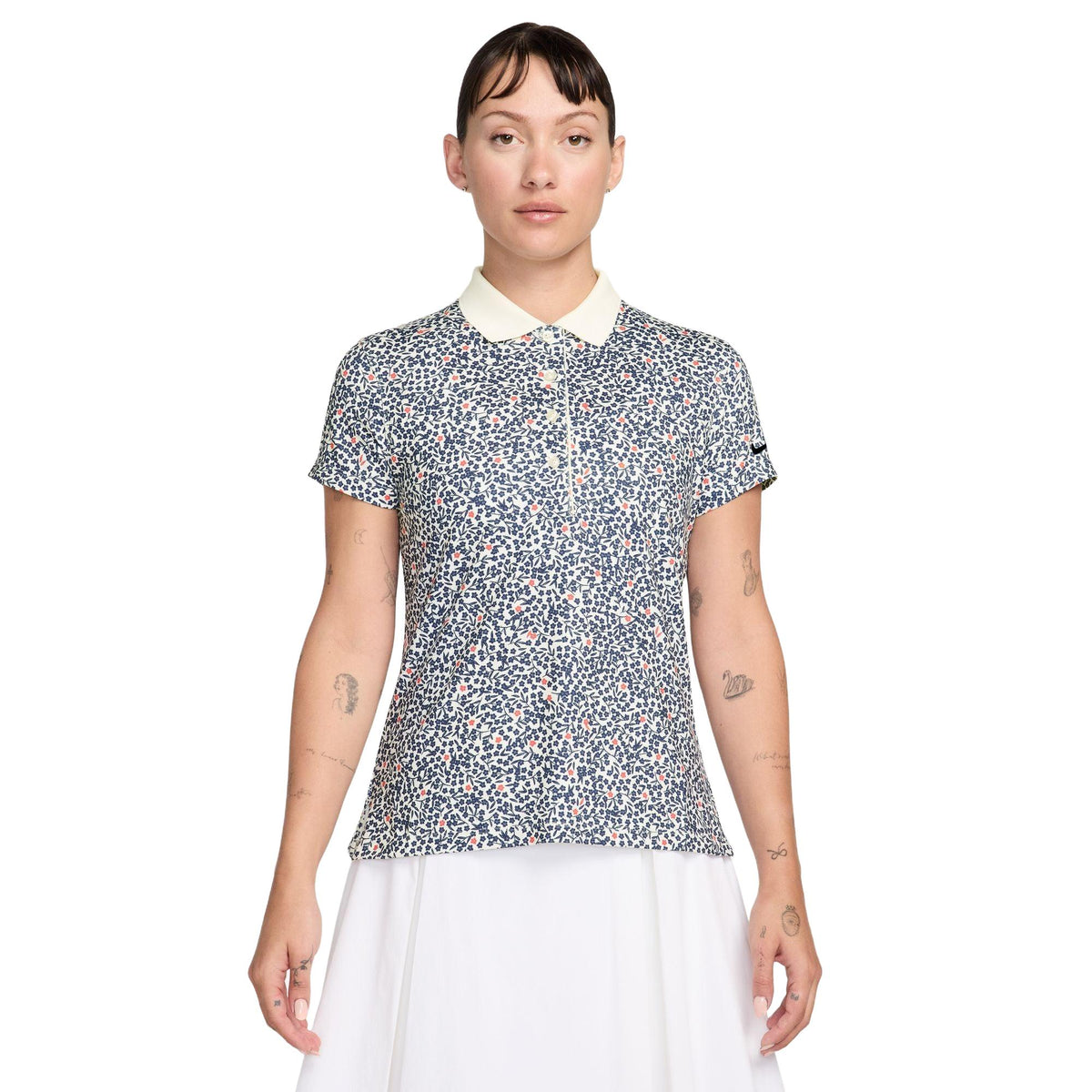 Nike Women's Dri-FIT UV Floral Short-Sleeve Golf Polo - Sail / black