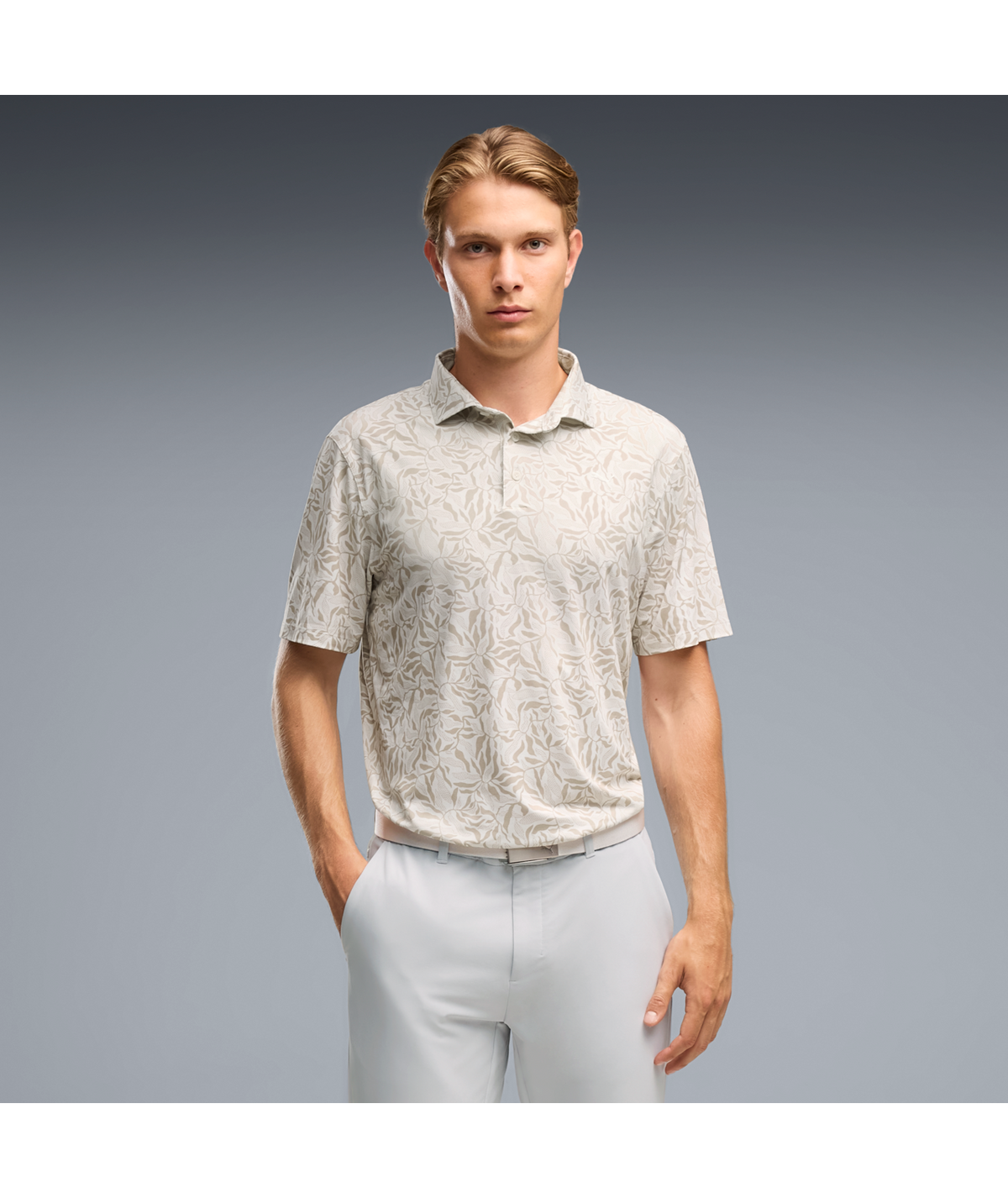 PUMA CLOUDSPUN Marine Botanical LC Golf Polo - Men's - Warm White