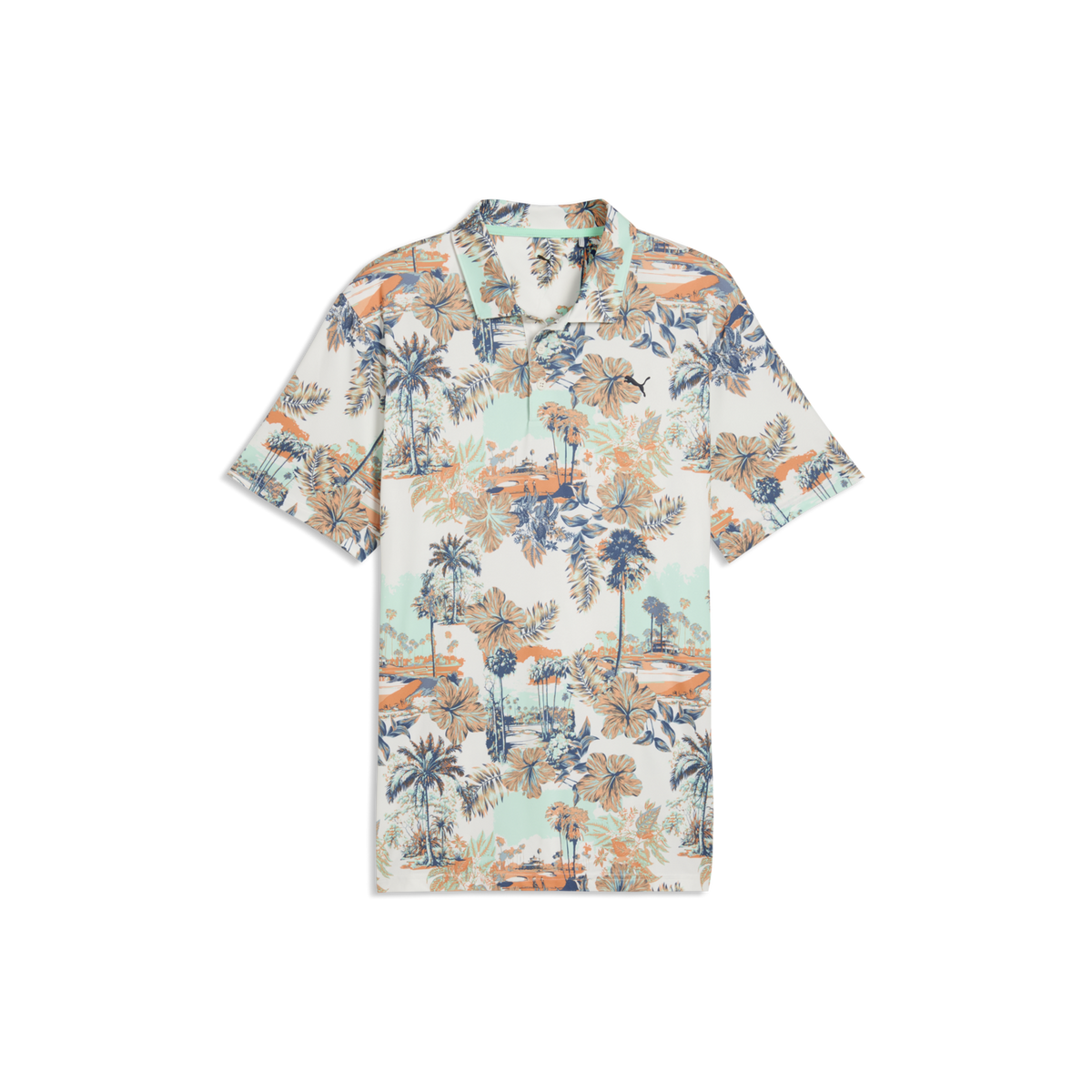 PUMA CLOUDSPUN Palm LC Golf Polo - Men's - Warm White-Mint Jelly-Melon Gl