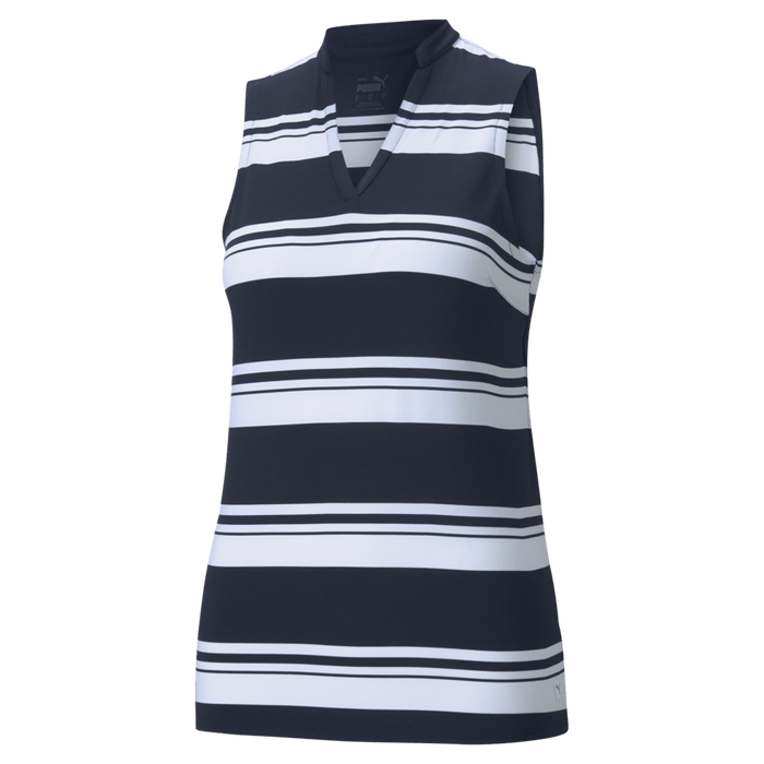 PUMA CLOUDSPUN V Stripe Sleeveless Golf Polo - Womens