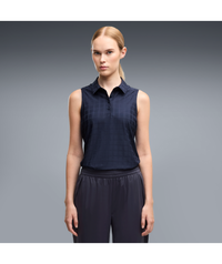 PUMA Plaid Knit Sleeveless Golf Polo - Women's - Deep Navy
