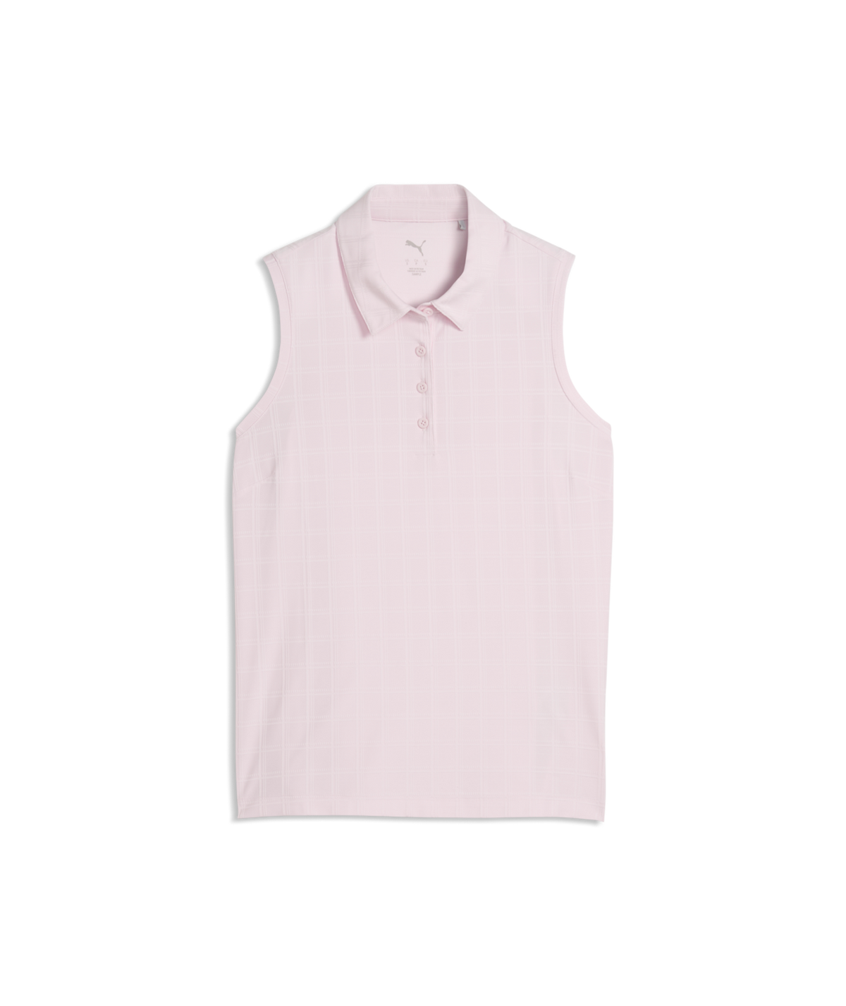 PUMA Plaid Knit Sleeveless Golf Polo - Women's - Powder Pink