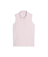 PUMA Plaid Knit Sleeveless Golf Polo - Women's - Powder Pink