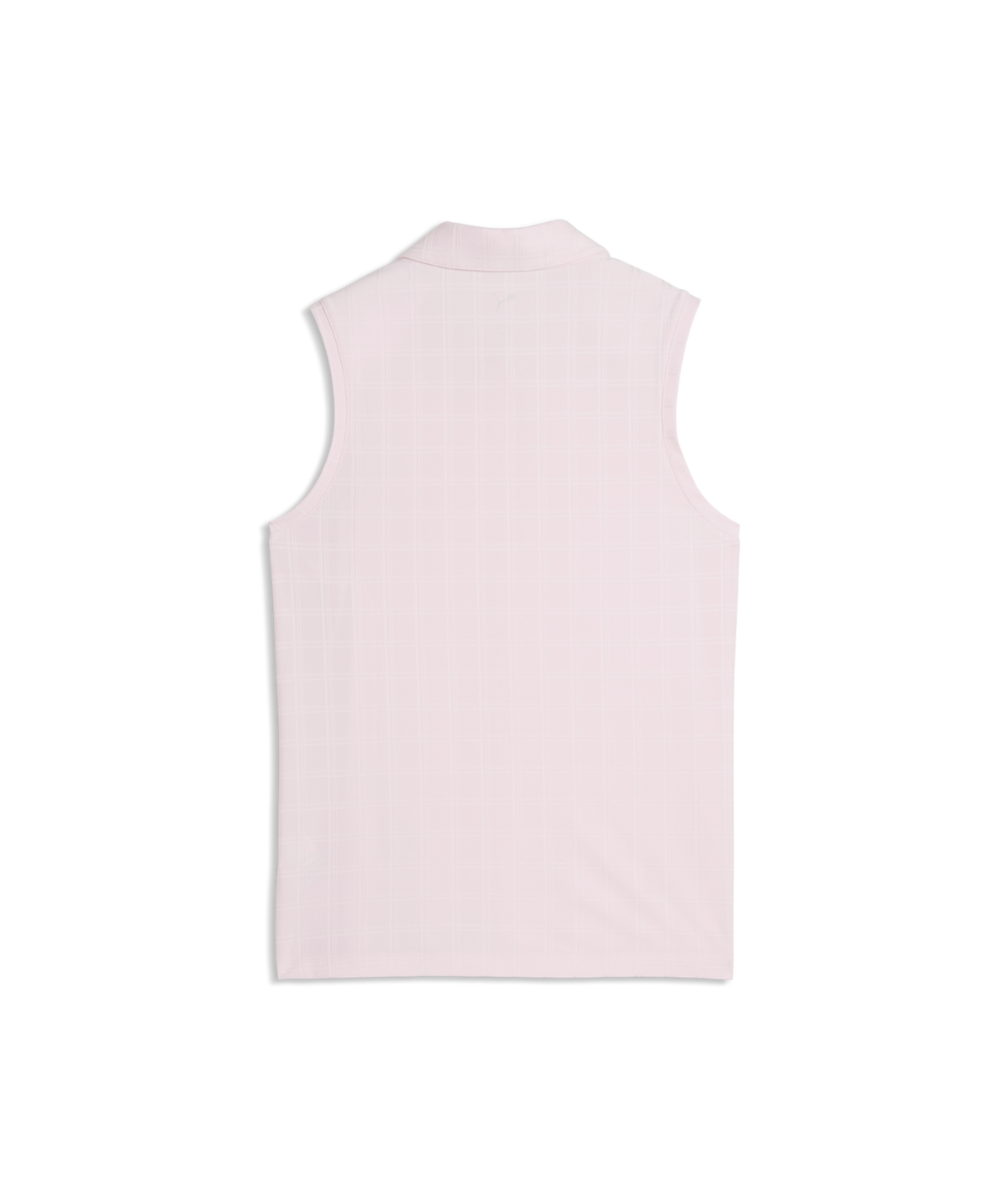 PUMA Plaid Knit Sleeveless Golf Polo - Women's - Powder Pink