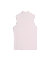PUMA Plaid Knit Sleeveless Golf Polo - Women's - Powder Pink