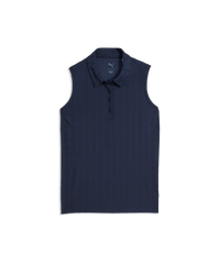 PUMA Plaid Knit Sleeveless Golf Polo - Women's - Deep Navy