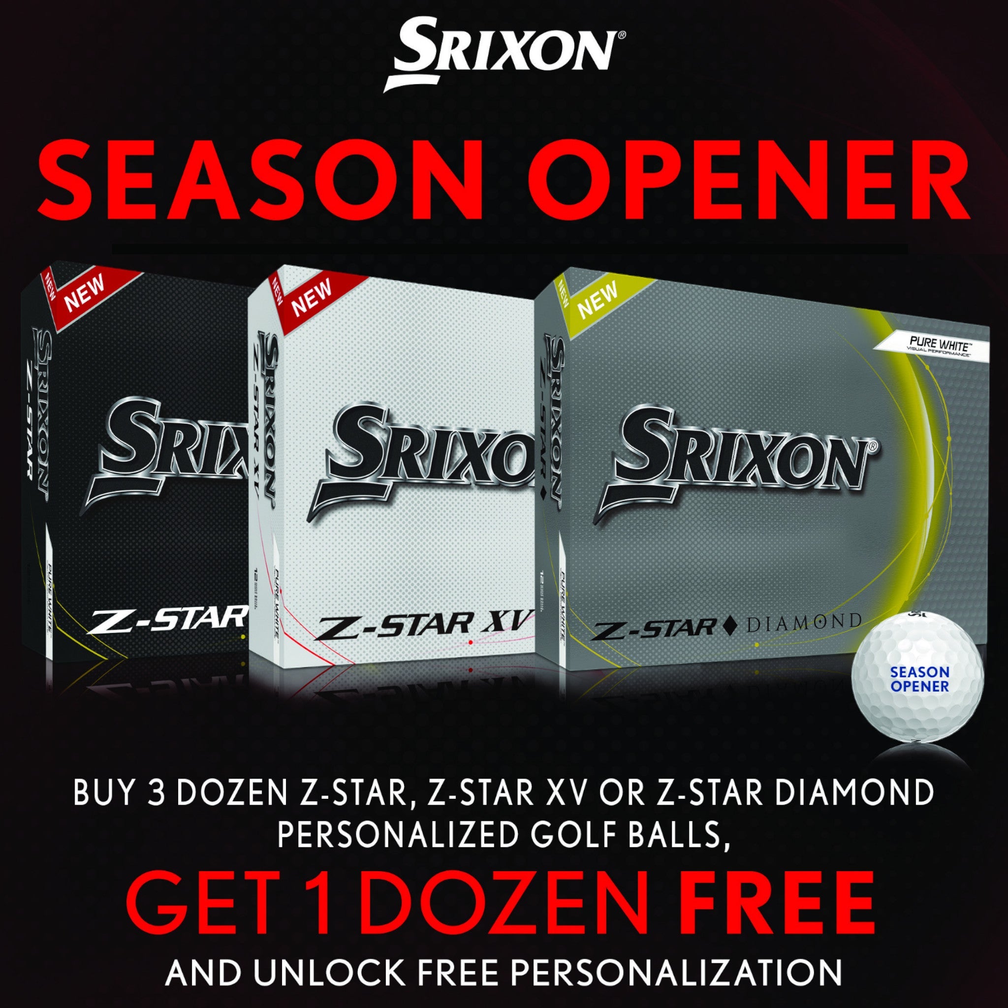 Srixon Z-Star XV Golf Balls - Buy 3 Get 1 Dozen Free - Free