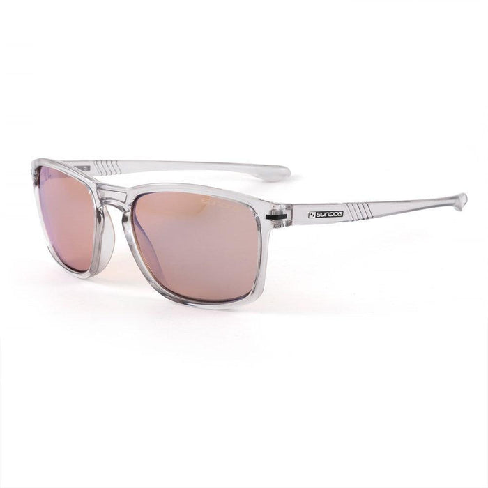 Sundog Daze Polarized Shiny Light Grey Crystal /Brown-Icey Blue Flash Mirror Lens Sunglasses