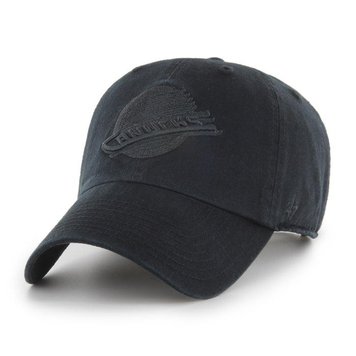 Vancouver Canucks '47 Clean Up Cap - Black on Black - 2022 Reverse Retro Logo
