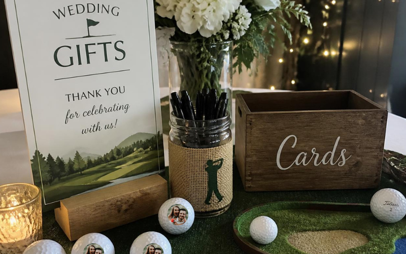 Custom photo golf balls as wedding gifts for guests
