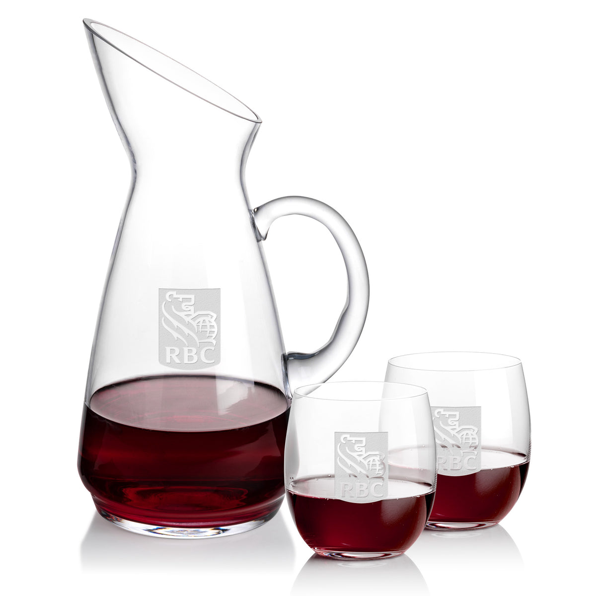Custom Logo Taroni Carafe & Zacata Stemless Wine