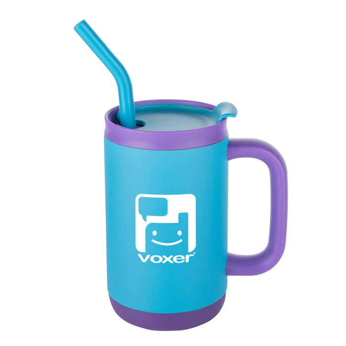 Custom Logo Abelia SS Sip & Twist Lid Mug w/Straw - 16oz