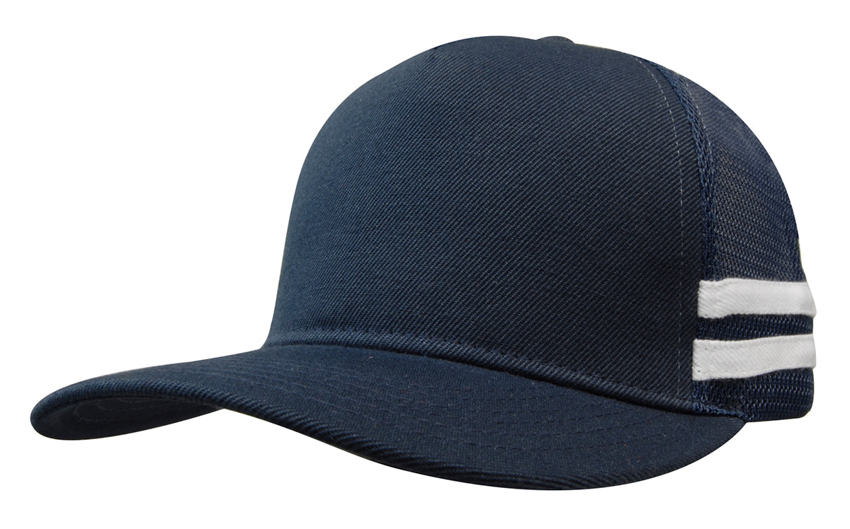 Custom Logo Headwear Canada American Premium Twill/Mesh Deep Fit Trucker with Stripes