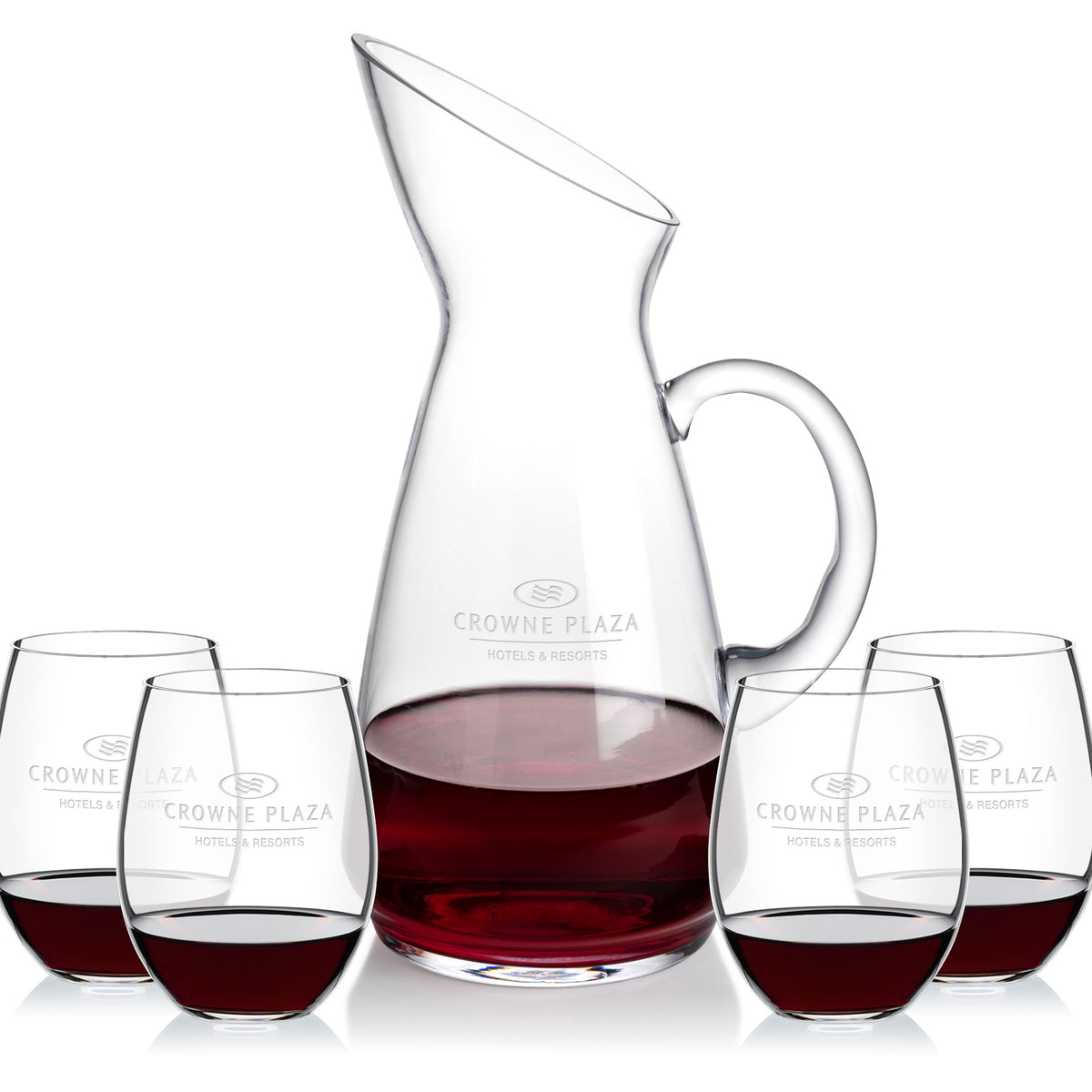 Custom Logo Taroni Carafe & RIEDEL Stemless Wine