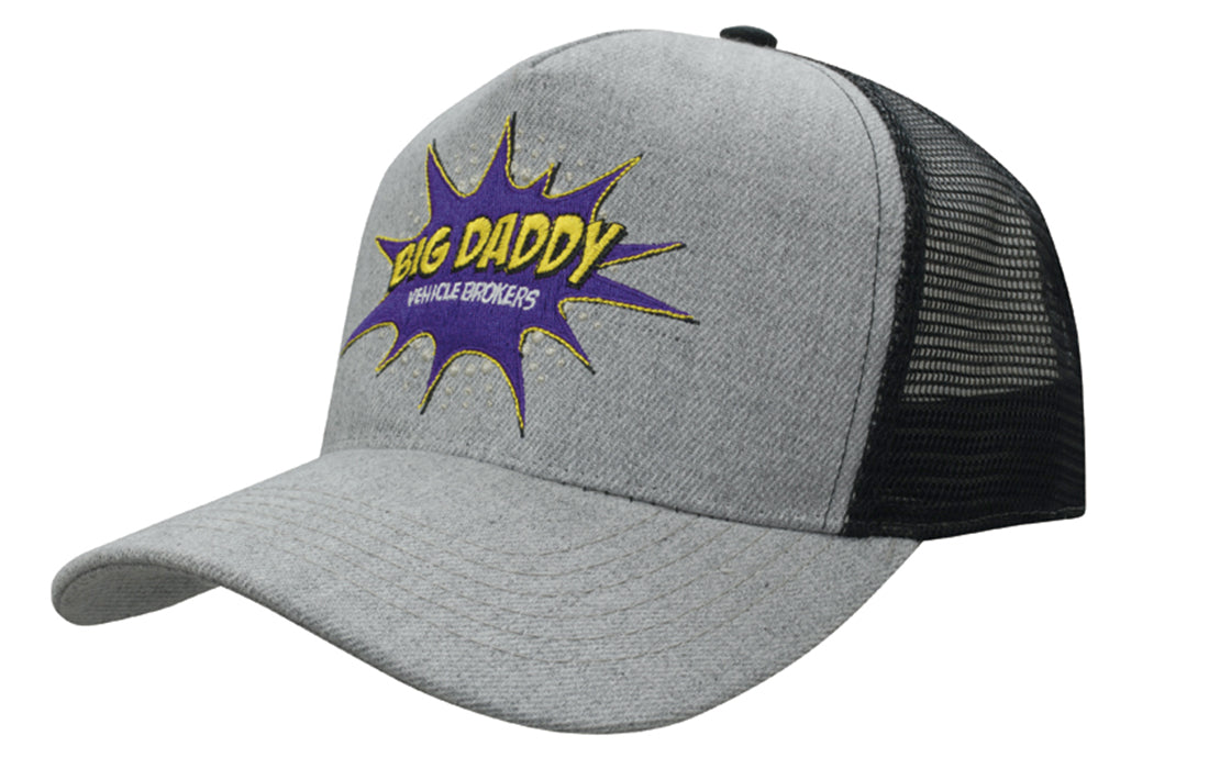 Custom Logo Headwear Canada Grey Marle American Twill With Mesh Back
