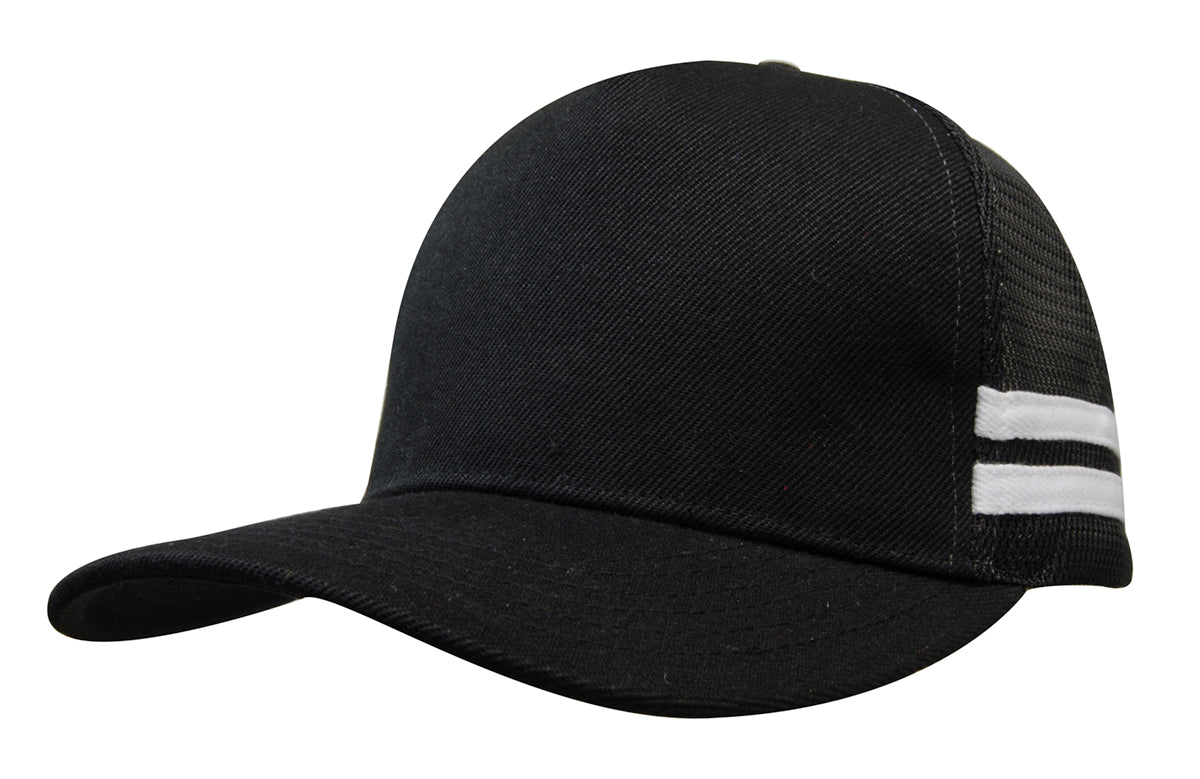 Custom Logo Headwear Canada American Premium Twill/Mesh Deep Fit Trucker with Stripes