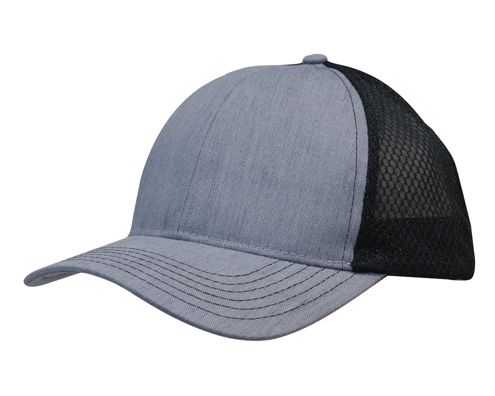 Custom Logo Headwear Canada Light Brushed Poly Cotton Marle with honeycomb mesh