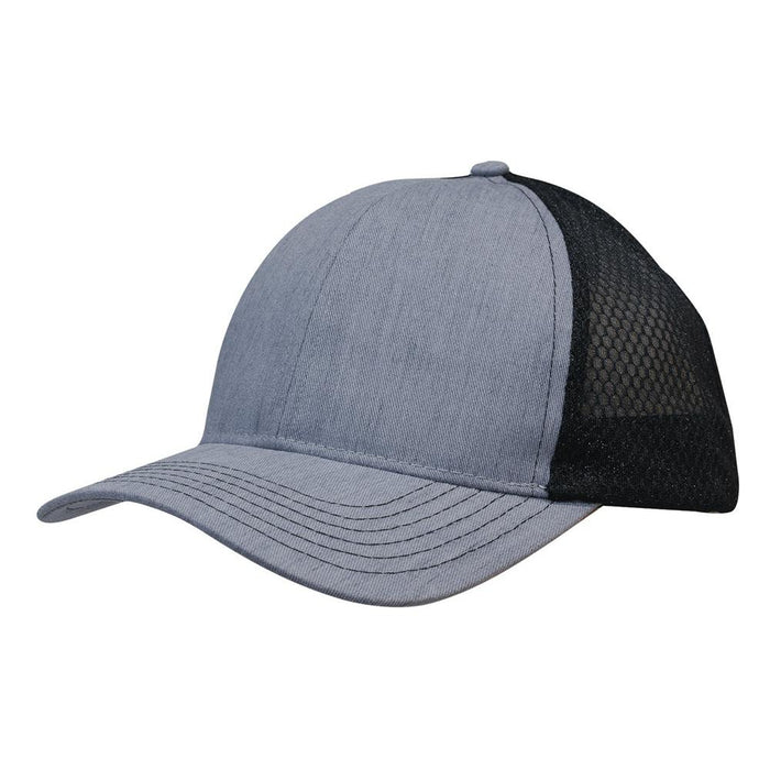 Custom Logo Headwear Canada Light Brushed Poly Cotton Marle with honeycomb mesh