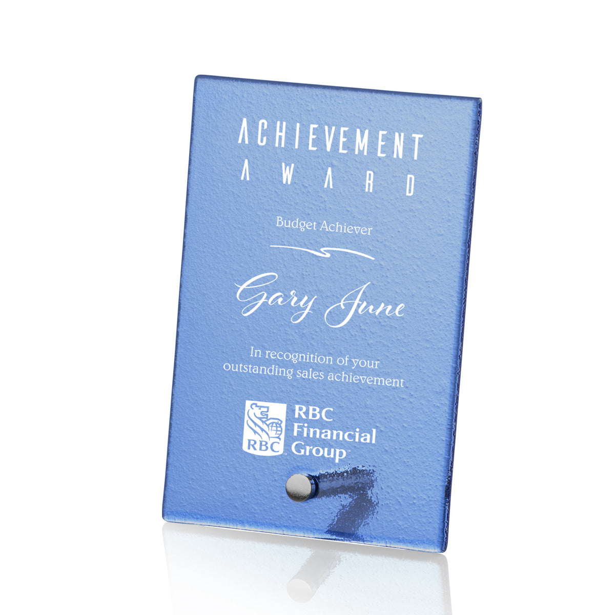 Custom Logo Atchison Blue Rectangle Award - Silver