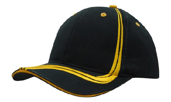 Custom Logo Headwear Canada Brushed Heavy Cotton with Waving Stripes on Crown & Peak