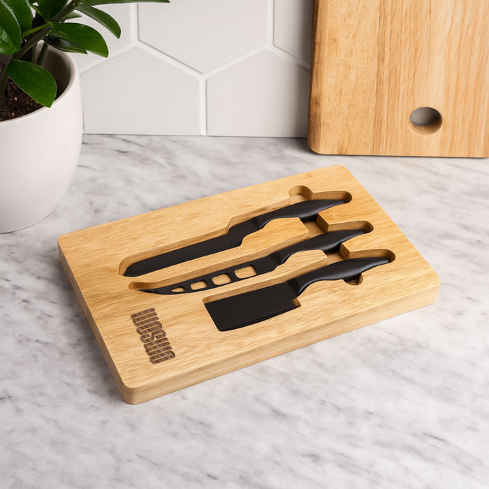Custom Logo Barossa Serving Board w/3 Cheese Knives