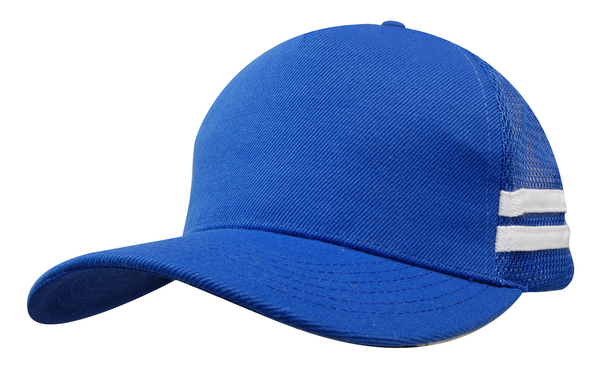 Custom Logo Headwear Canada American Premium Twill/Mesh Deep Fit Trucker with Stripes