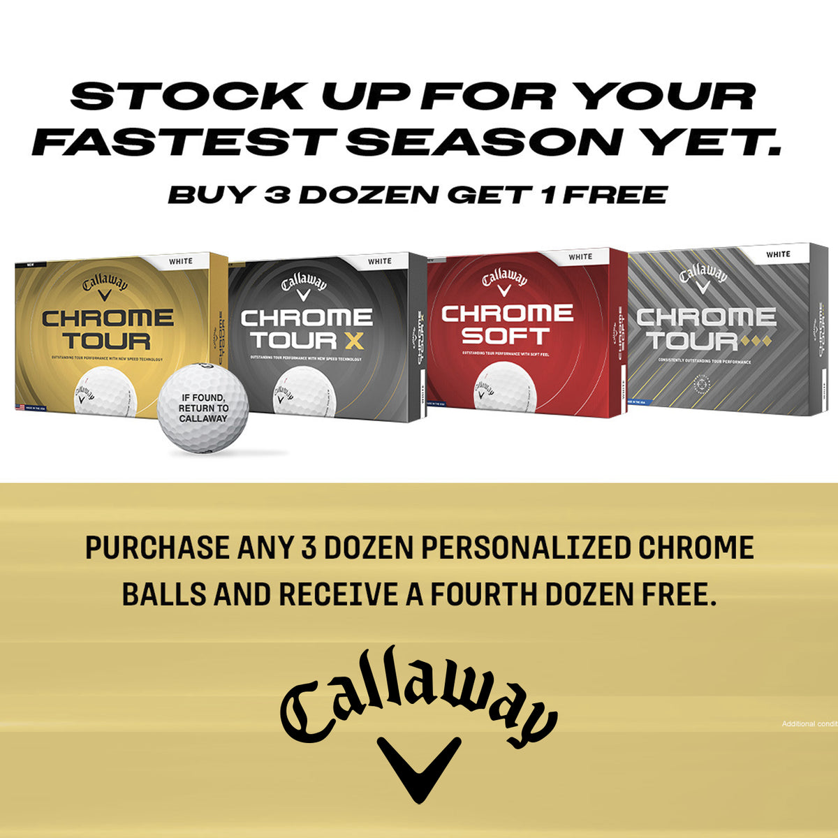 Callaway Chrome Soft - Buy 3 Get 1 Dozen Free - Free Personalization