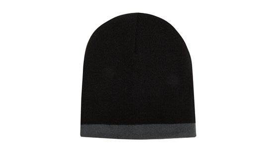 Custom Logo Headwear Canada Roll Down Two Tone Acrylic Beanie - Toque