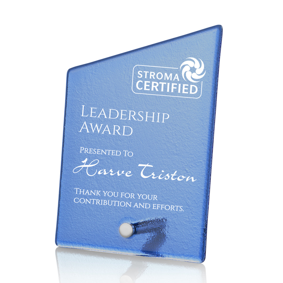 Custom Logo Atchison Blue Slant Award - Silver