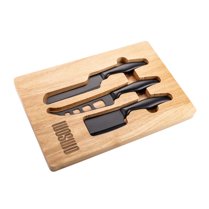 Custom Logo Barossa Serving Board w/3 Cheese Knives