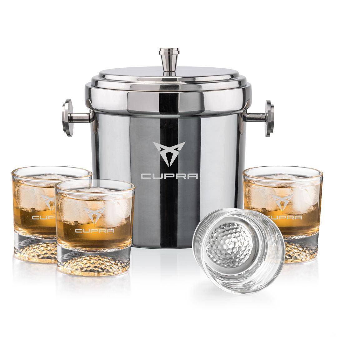 Custom Logo Catania Ice Bucket & Fairway On-the-Rocks Set