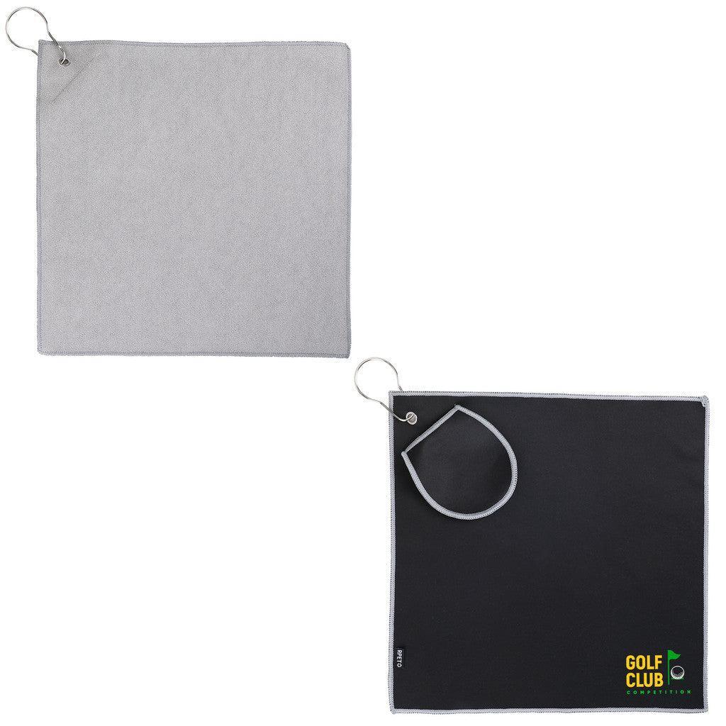 Custom Logo Fairway Recycled Golf Towel With Ball Cleaning Pouch