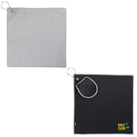 Custom Logo Fairway Recycled Golf Towel With Ball Cleaning Pouch