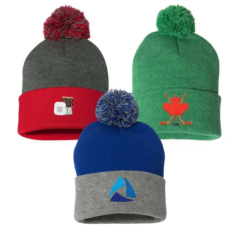 Custom Logo Pom-Pom Cuffed Beanie Toque