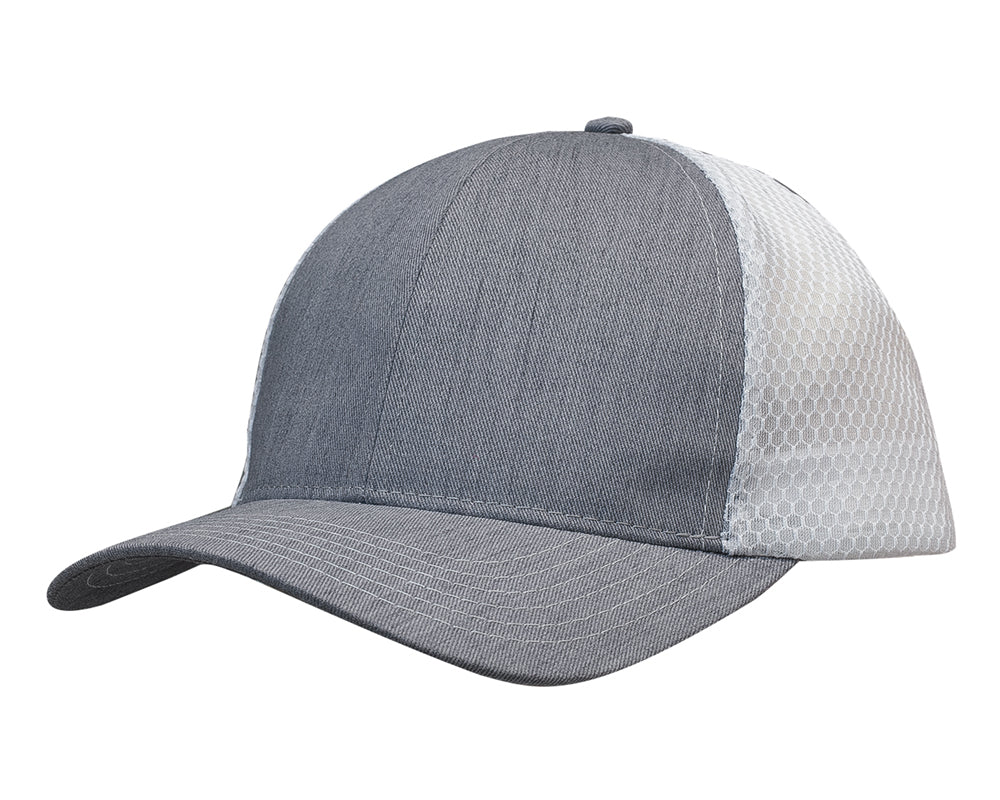 Custom Logo Headwear Canada Light Brushed Poly Cotton Marle with honeycomb mesh